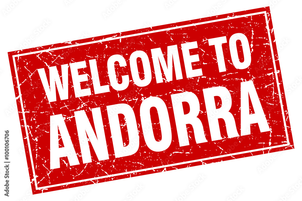 Andorra red square grunge welcome to stamp Andorra red square grunge welcome to stamp