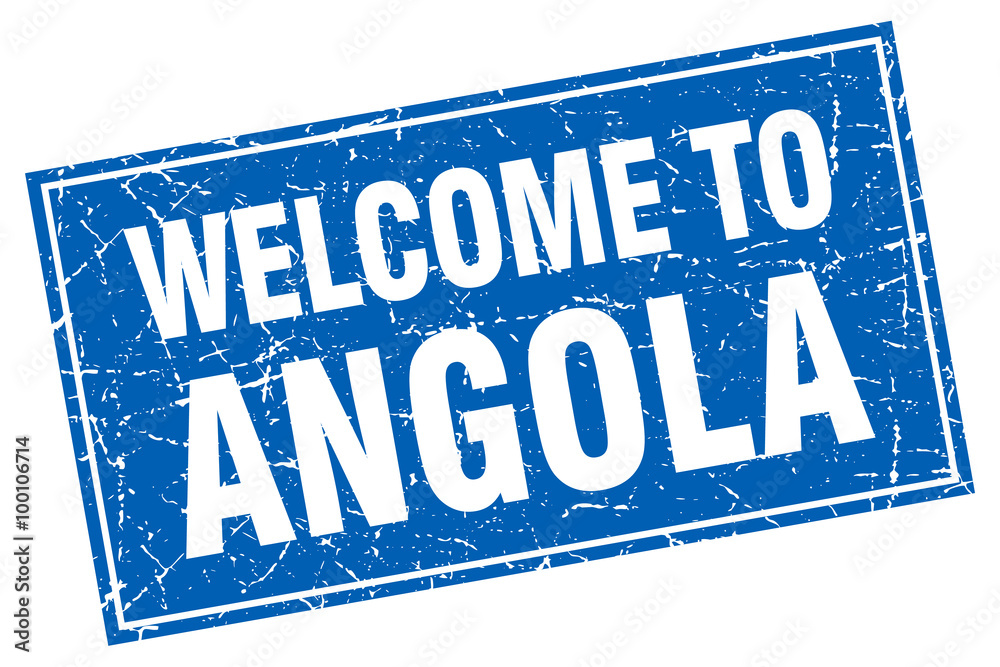Angola blue square grunge welcome to stamp Angola blue square grunge welcome to stamp