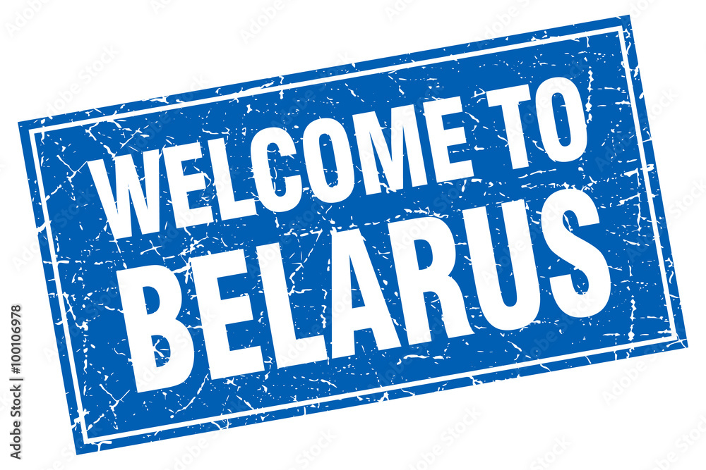 Belarus blue square grunge welcome to stamp Belarus blue square grunge welcome to stamp