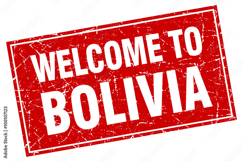 Bolivia red square grunge welcome to stamp Bolivia red square grunge welcome to stamp