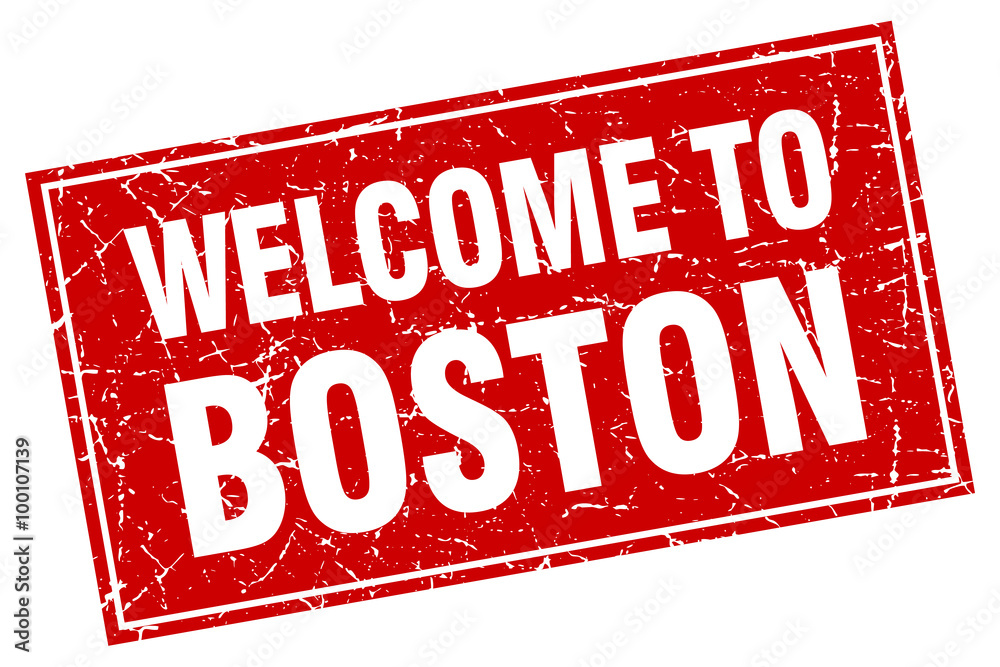 Boston red square grunge welcome to stamp Boston red square grunge welcome to stamp