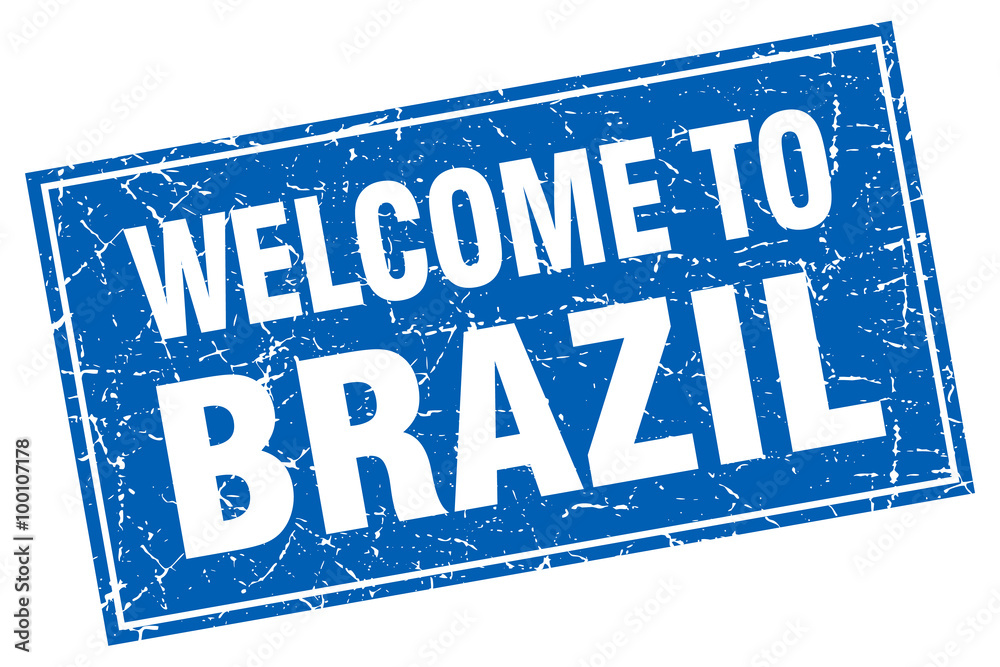 Brazil blue square grunge welcome to stamp Brazil blue square grunge welcome to stamp