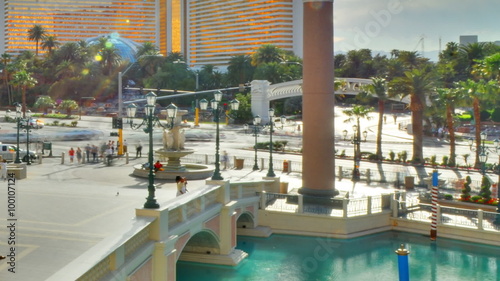 A sped up, cropped shot of the venitian brige in Las Vegas, Nevada.