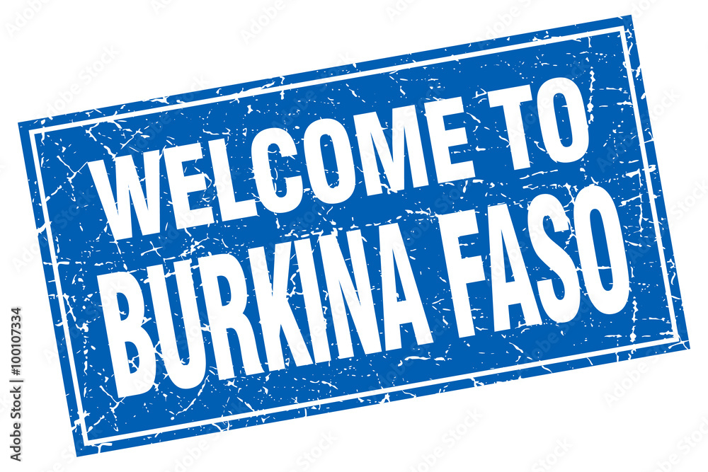 Burkina Faso blue square grunge welcome to stamp Burkina Faso blue square grunge welcome to stamp