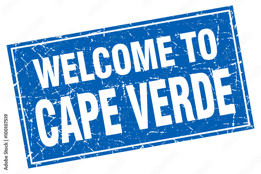 Cape Verde blue square grunge welcome to stamp