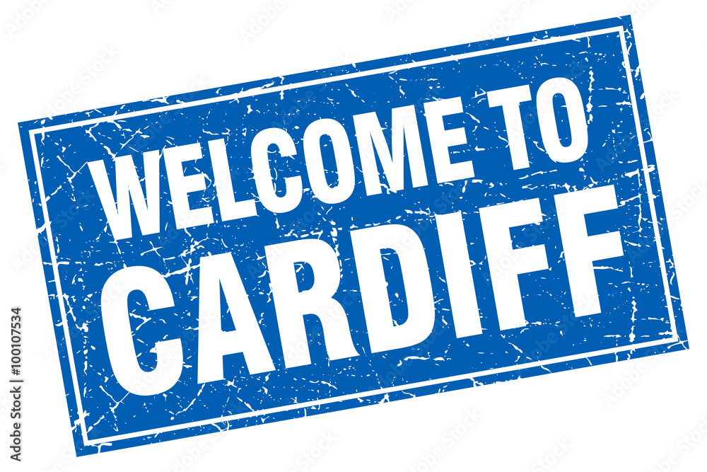 Cardiff blue square grunge welcome to stamp Cardiff blue square grunge welcome to stamp