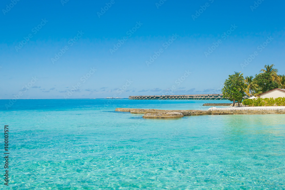 Beautiful beach landscape at Maldives.