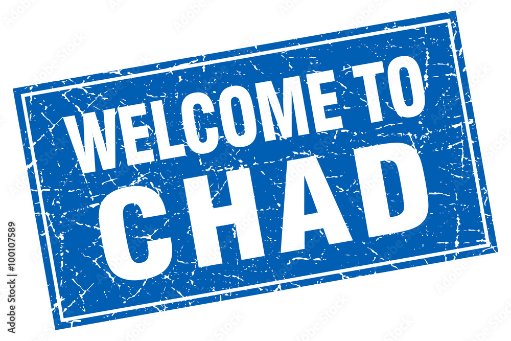 Chad blue square grunge welcome to stamp