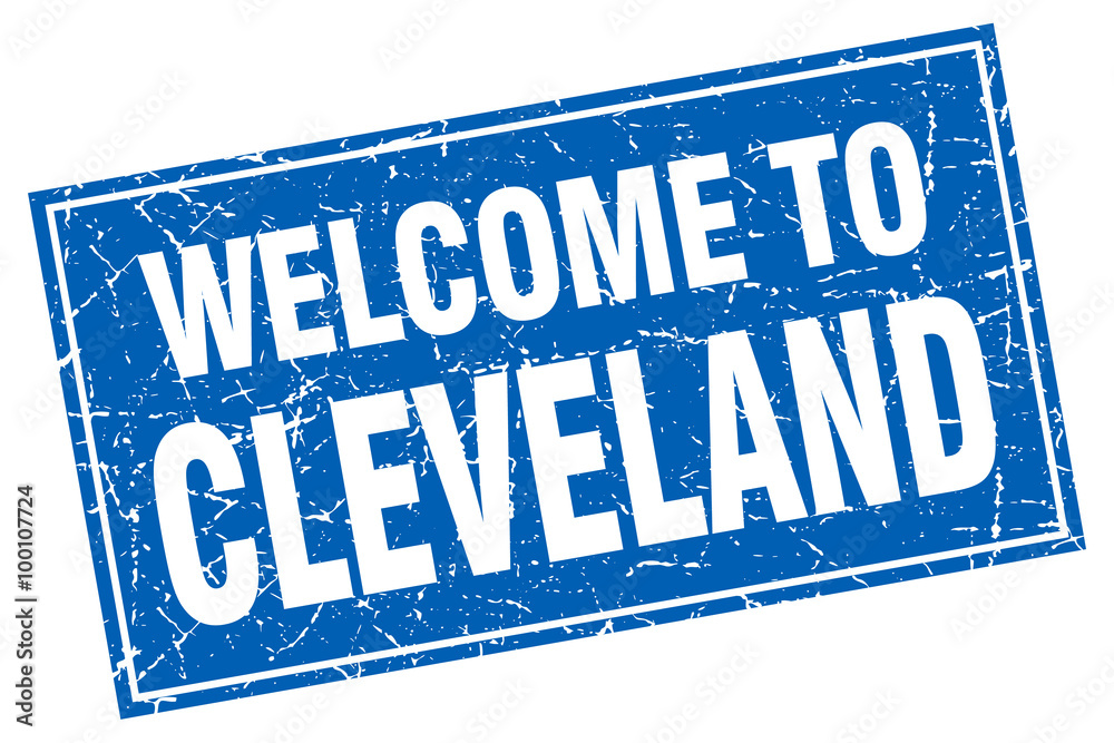 Cleveland blue square grunge welcome to stamp Cleveland blue square grunge welcome to stamp
