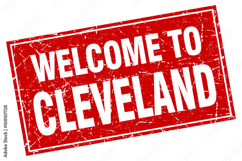 Cleveland red square grunge welcome to stamp Cleveland red square grunge welcome to stamp