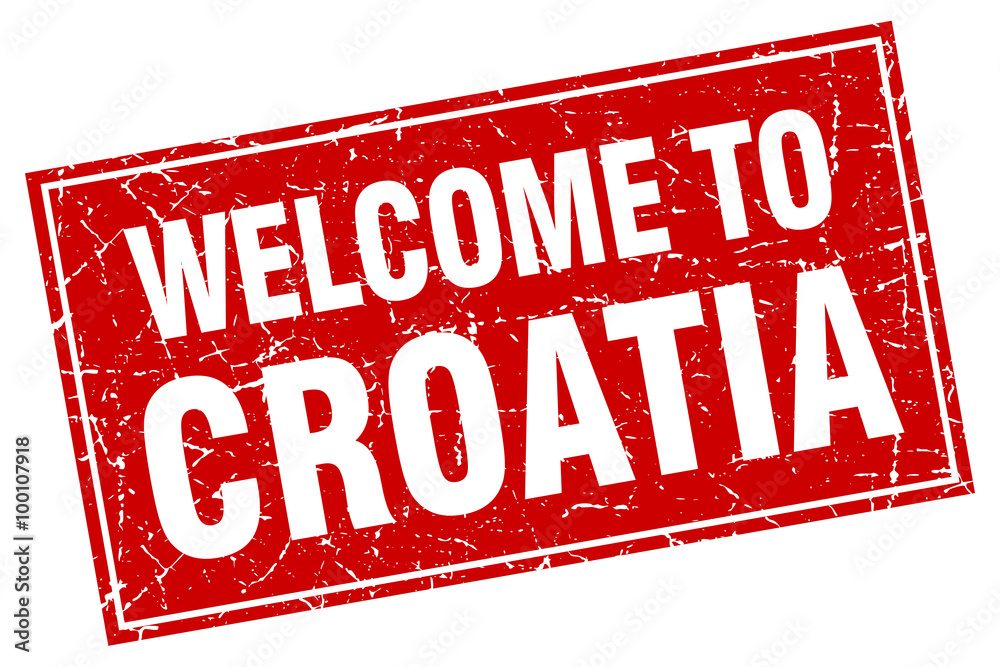Croatia red square grunge welcome to stamp Croatia red square grunge welcome to stamp