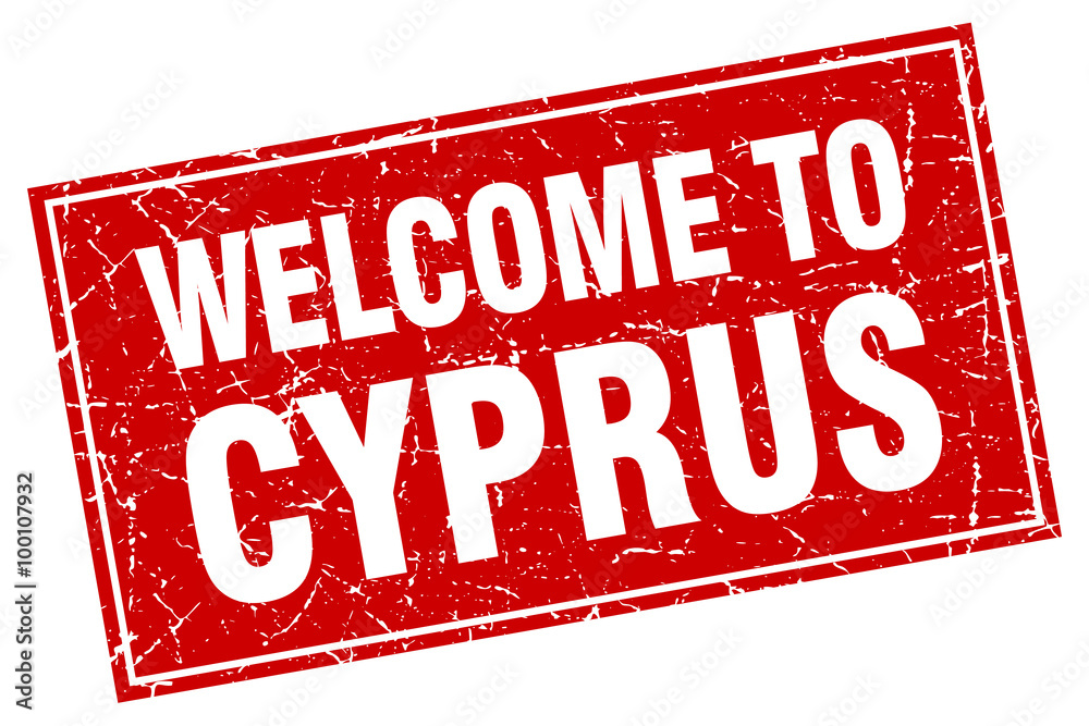 Cyprus red square grunge welcome to stamp Cyprus red square grunge welcome to stamp