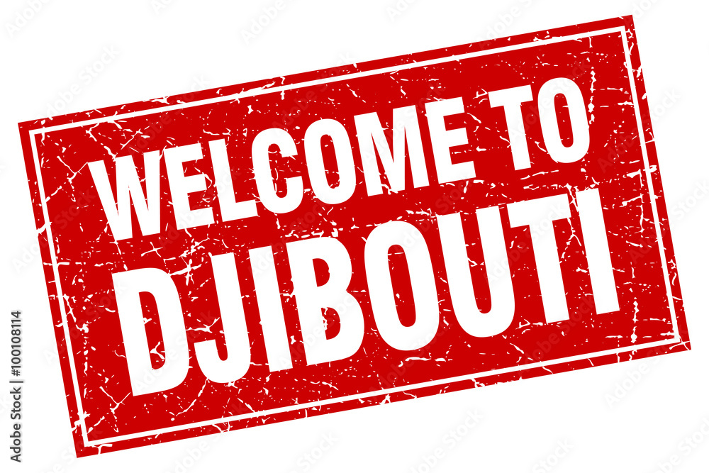 Djibouti red square grunge welcome to stamp Djibouti red square grunge welcome to stamp