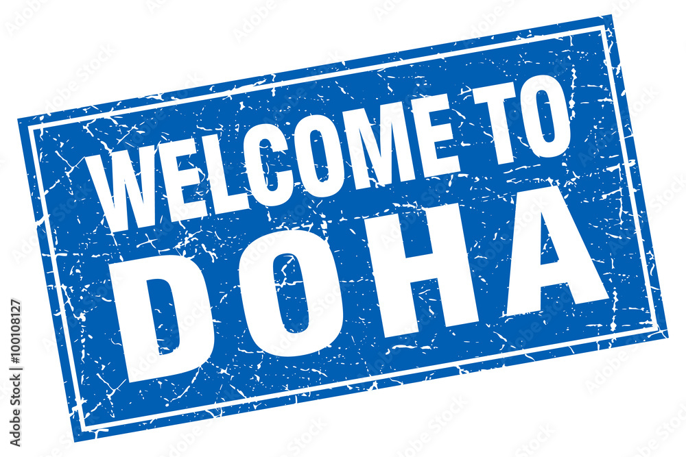 Doha blue square grunge welcome to stamp Doha blue square grunge welcome to stamp