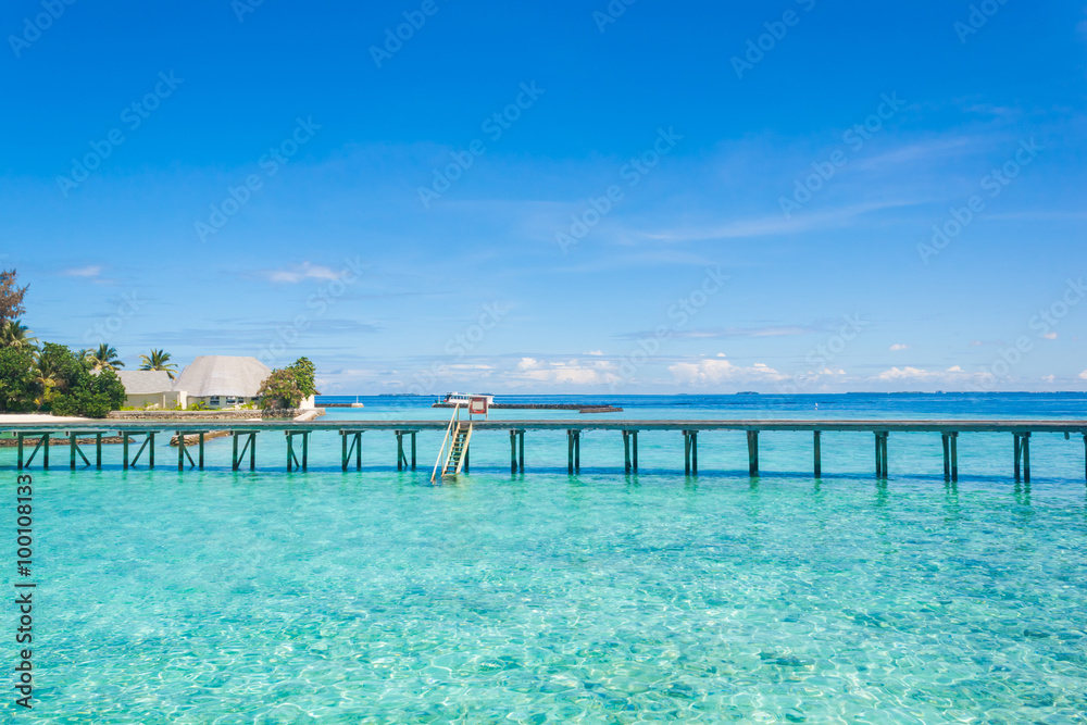 Beautiful beach landscape at Maldives.