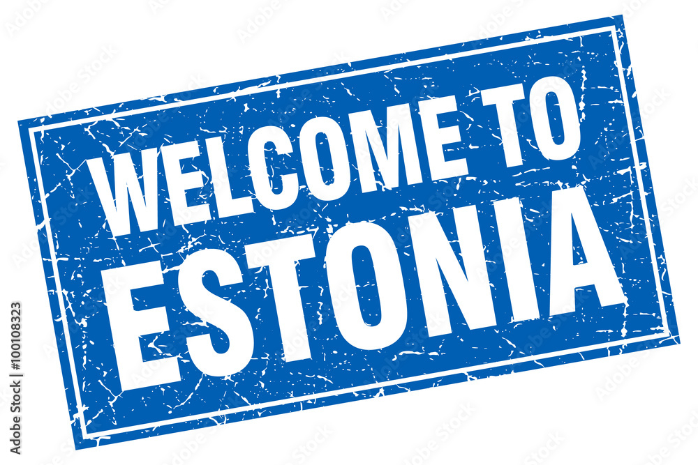Estonia blue square grunge welcome to stamp Estonia blue square grunge welcome to stamp