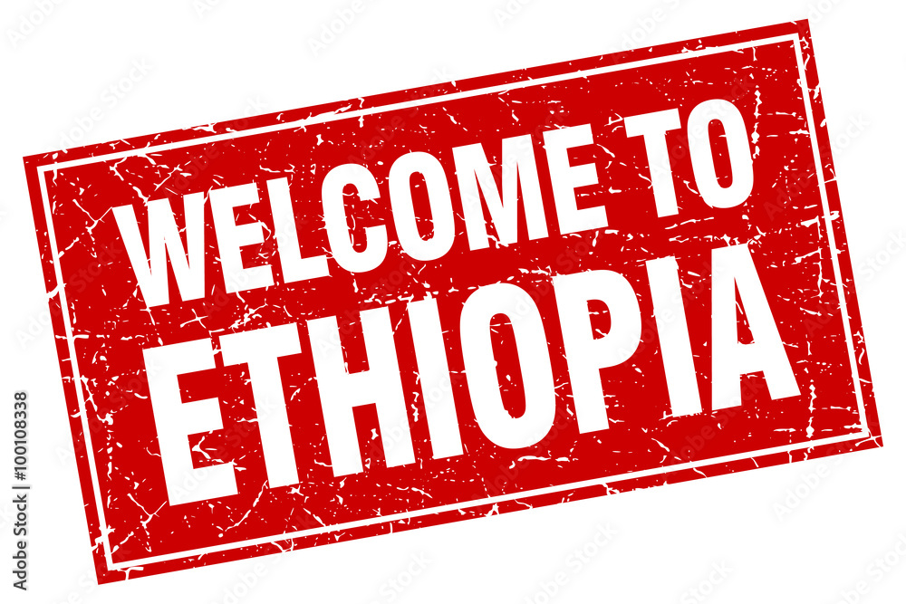 Ethiopia red square grunge welcome to stamp Ethiopia red square grunge welcome to stamp