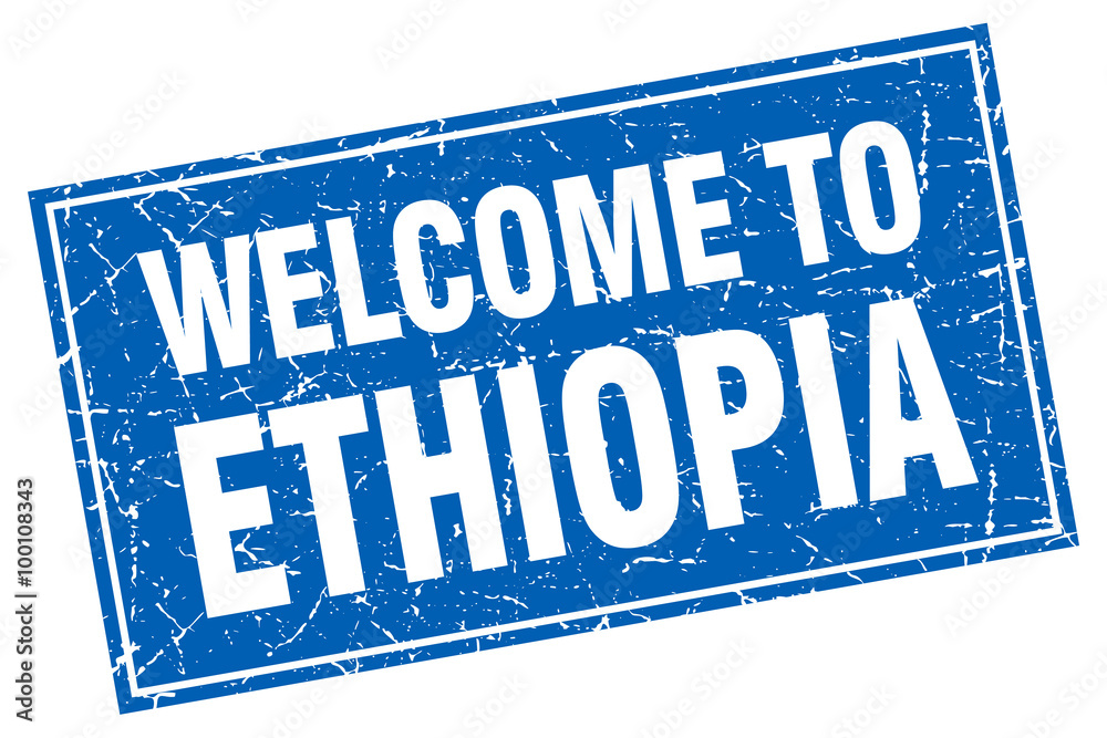 Ethiopia blue square grunge welcome to stamp Ethiopia blue square grunge welcome to stamp