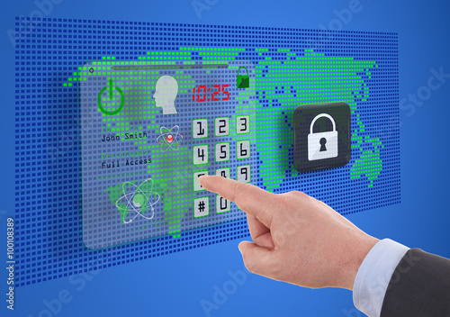 business, technology and internet concept -  cyber security on virtual screens