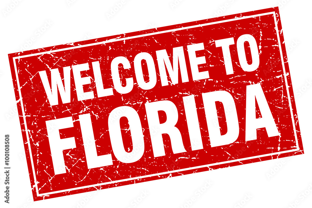 Florida red square grunge welcome to stamp Florida red square grunge welcome to stamp