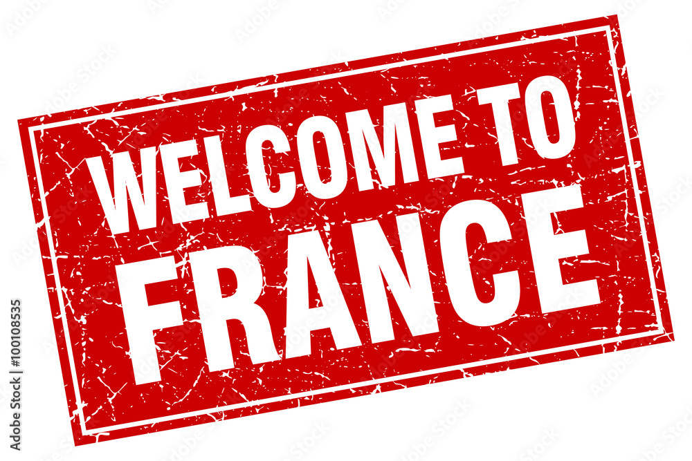 France red square grunge welcome to stamp France red square grunge welcome to stamp