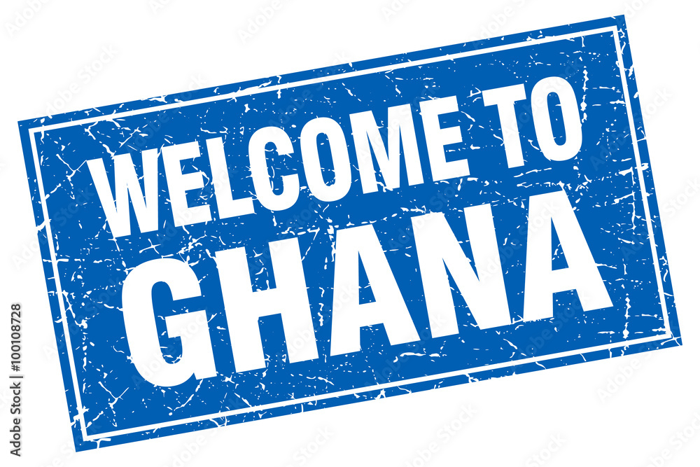Ghana blue square grunge welcome to stamp Ghana blue square grunge welcome to stamp