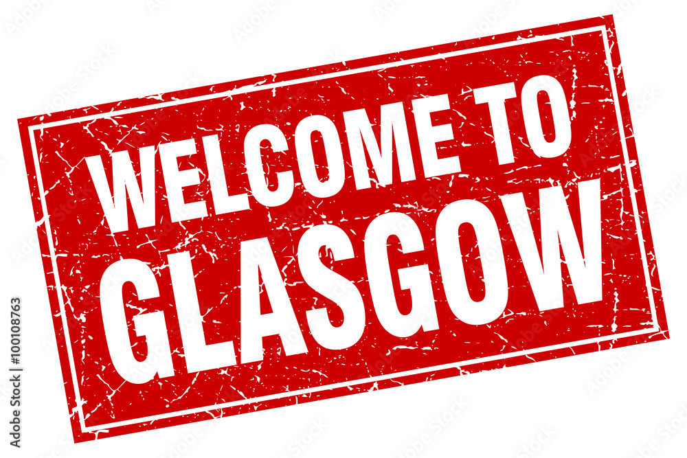 Glasgow red square grunge welcome to stamp Glasgow red square grunge welcome to stamp