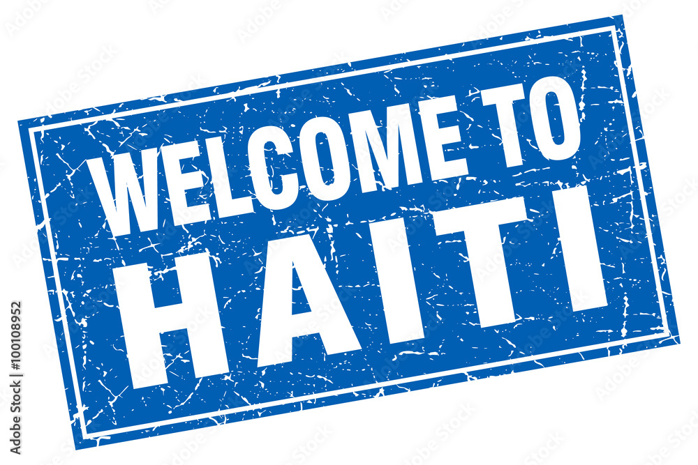 Haiti blue square grunge welcome to stamp Haiti blue square grunge welcome to stamp