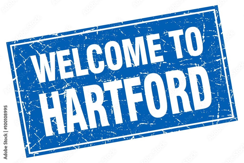 Hartford blue square grunge welcome to stamp