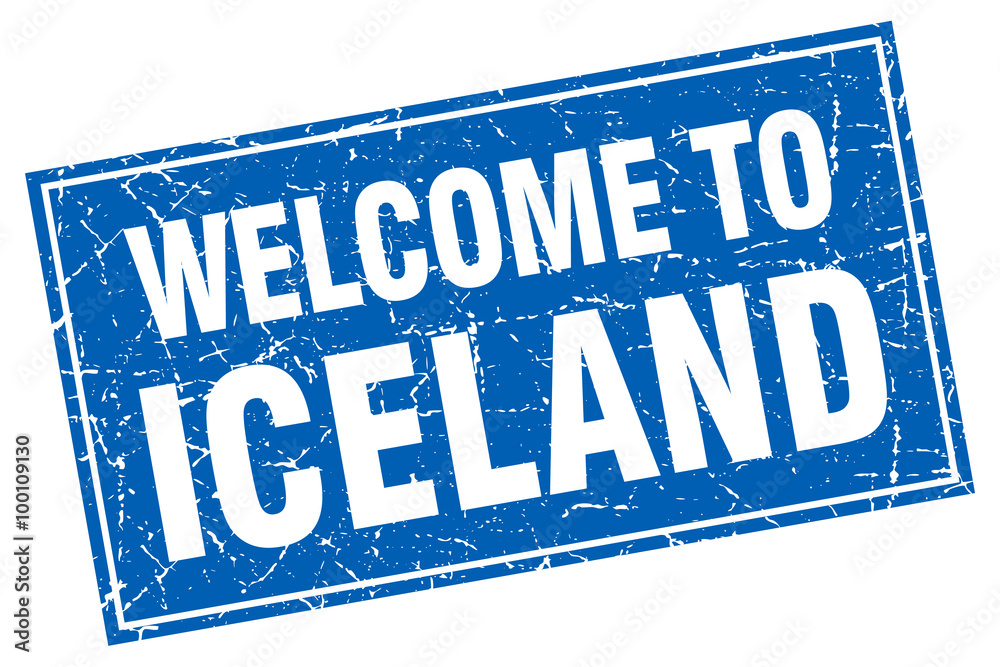 Iceland blue square grunge welcome to stamp Iceland blue square grunge welcome to stamp
