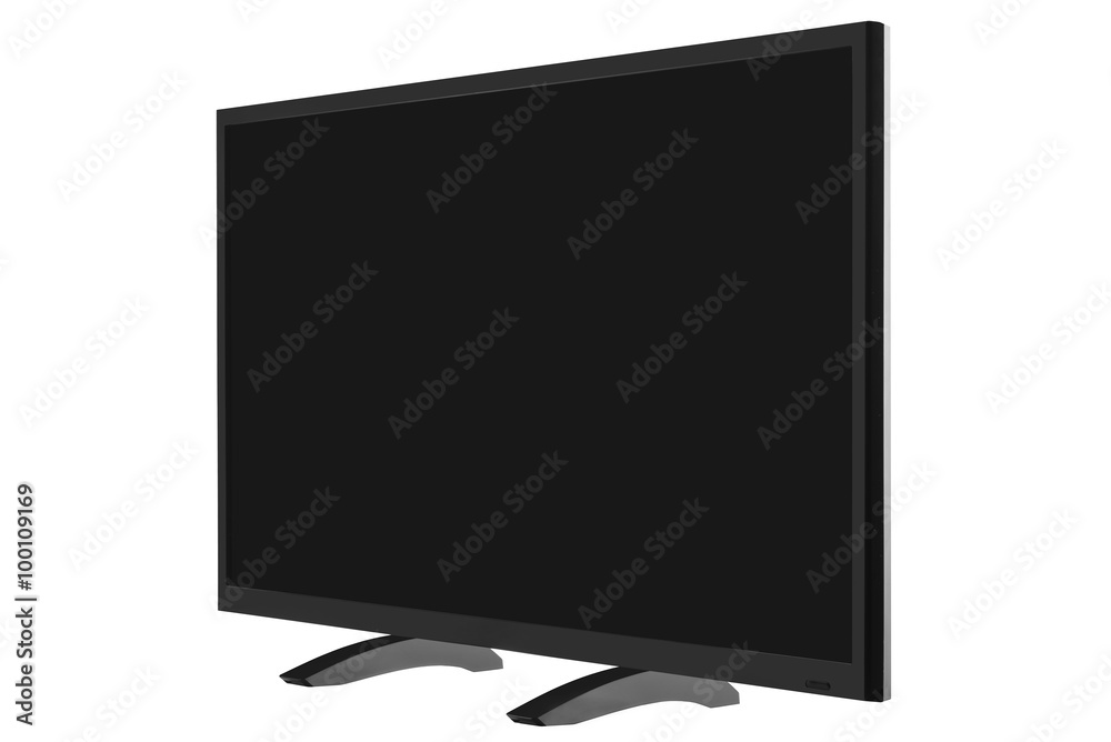 View of widescreen internet tv monitor isolated on white backgro View of widescreen internet tv monitor isolated on white backgro