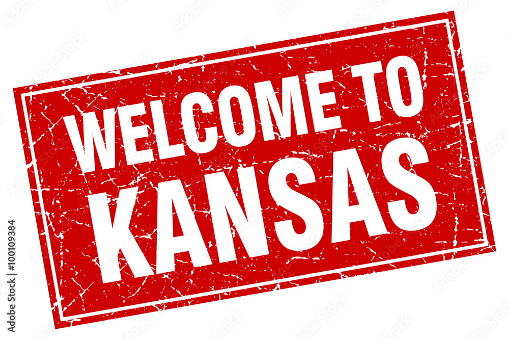 Kansas red square grunge welcome to stamp Kansas red square grunge welcome to stamp