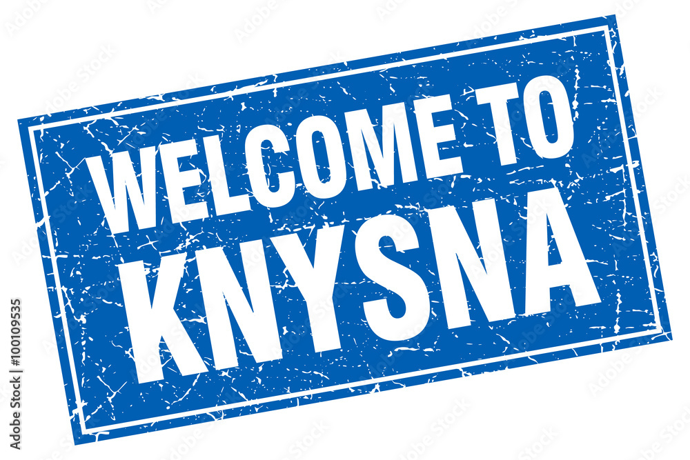 Knysna blue square grunge welcome to stamp