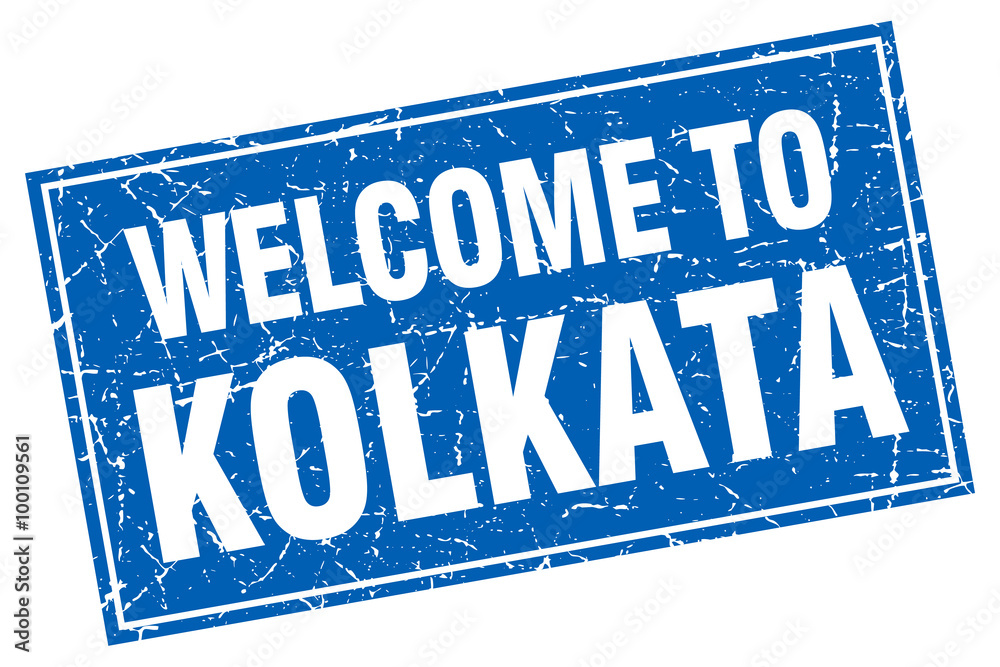 Kolkata blue square grunge welcome to stamp Kolkata blue square grunge welcome to stamp
