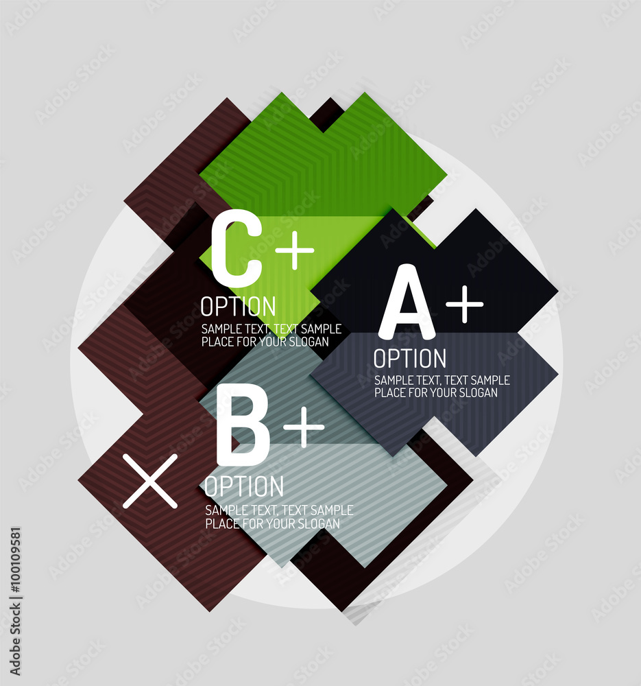 Paper style abstract geometric shapes with infographic options Paper style abstract geometric shapes with infographic options