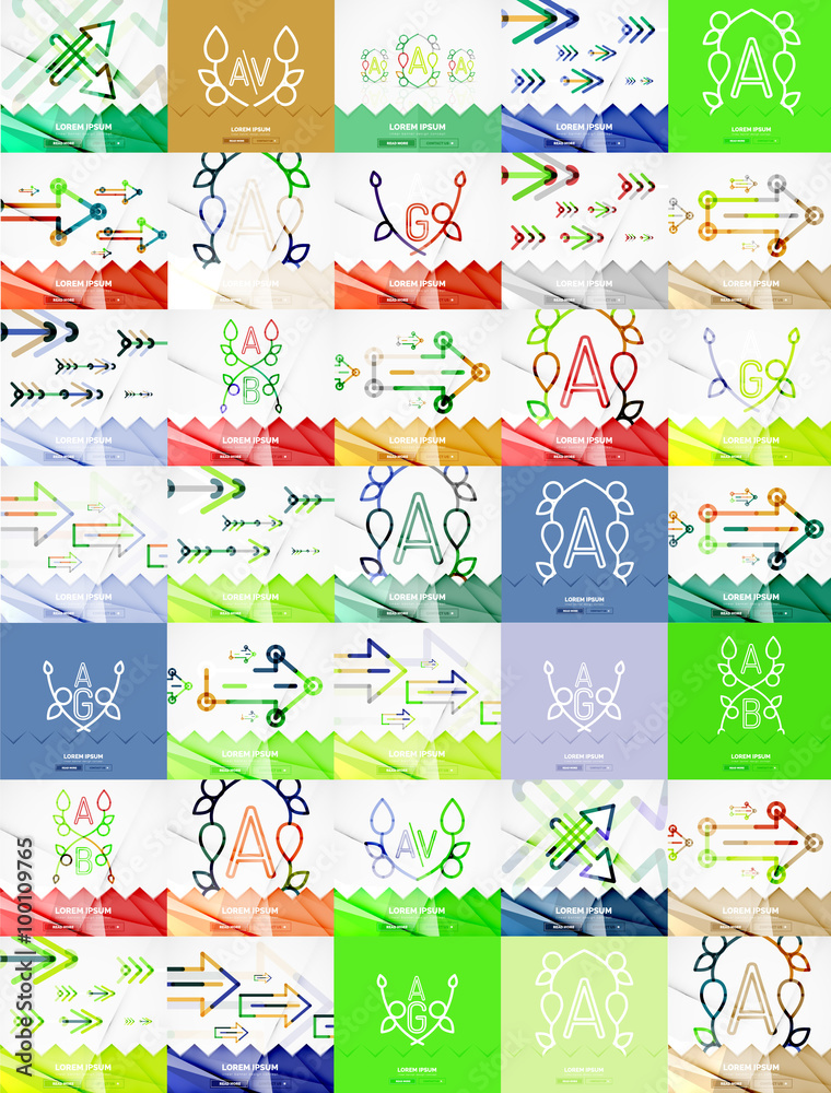 Square banners with linear elements