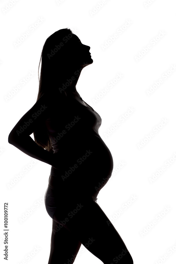 pregnant woman silhouette on a white background