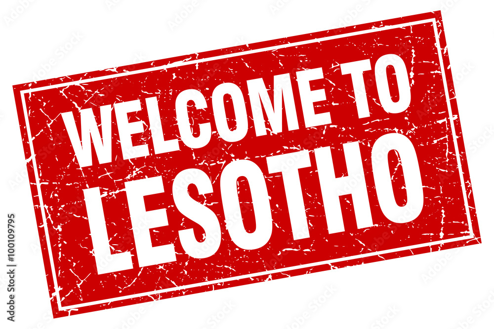 Lesotho red square grunge welcome to stamp Lesotho red square grunge welcome to stamp