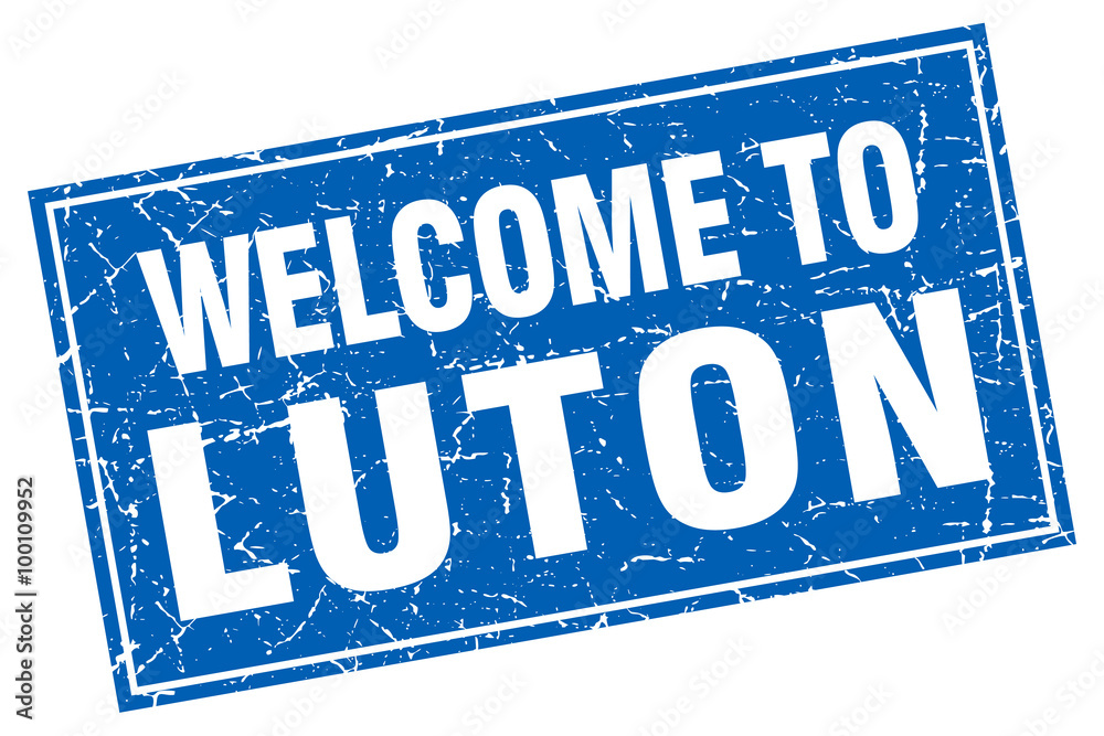 Luton blue square grunge welcome to stamp Luton blue square grunge welcome to stamp