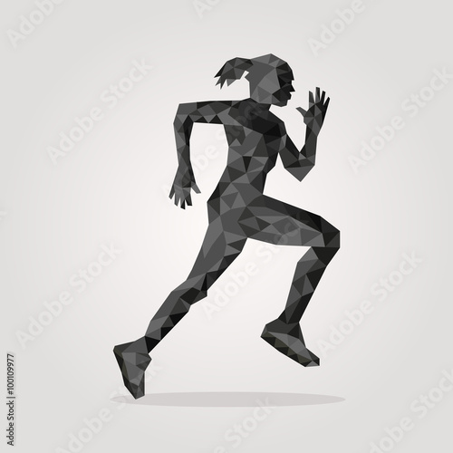 polygonal runner on gray background