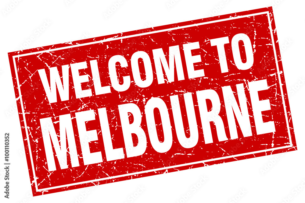 Melbourne red square grunge welcome to stamp Melbourne red square grunge welcome to stamp