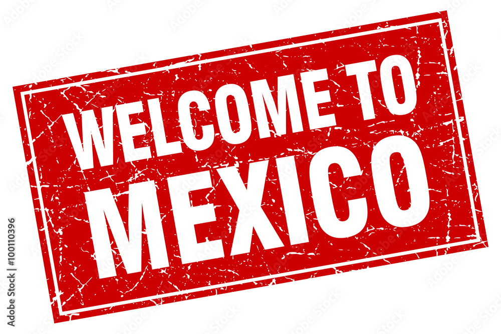 Mexico red square grunge welcome to stamp Mexico red square grunge welcome to stamp