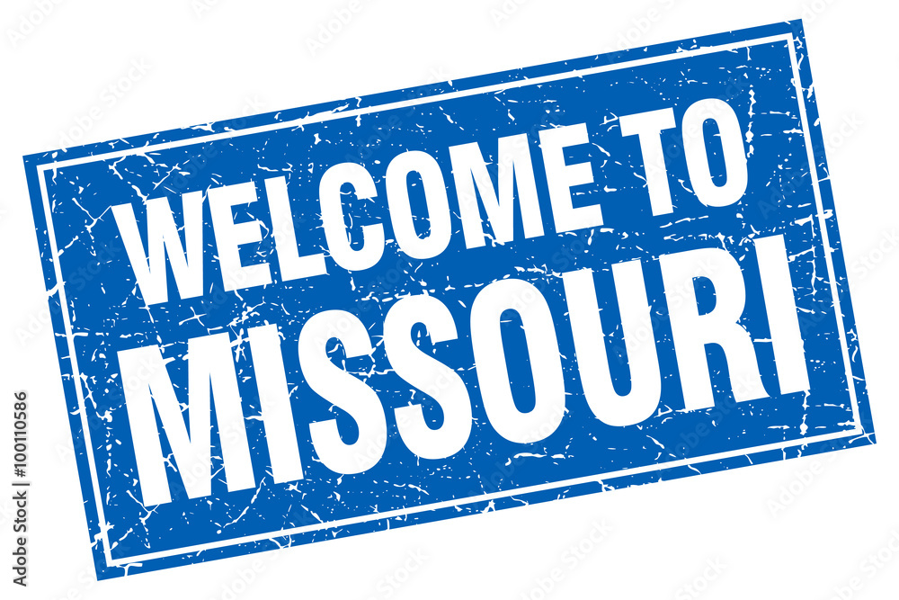 Missouri blue square grunge welcome to stamp Missouri blue square grunge welcome to stamp