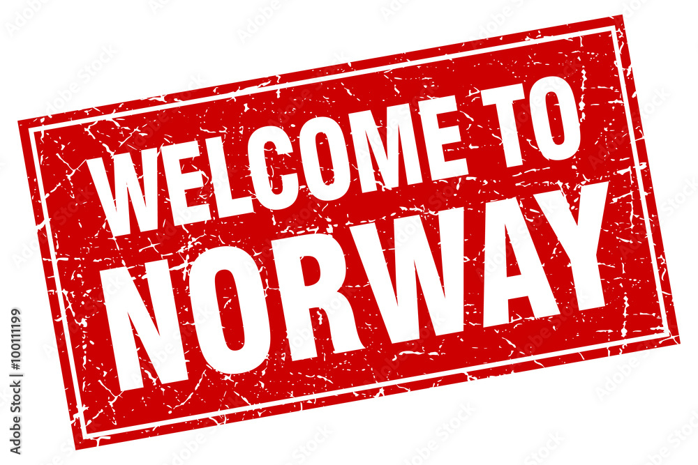 Norway red square grunge welcome to stamp Norway red square grunge welcome to stamp