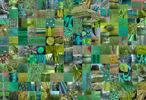 GREEN patchwork photomontage background photo