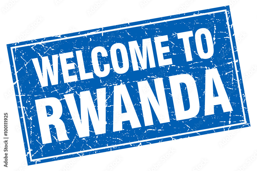 Rwanda blue square grunge welcome to stamp Rwanda blue square grunge welcome to stamp