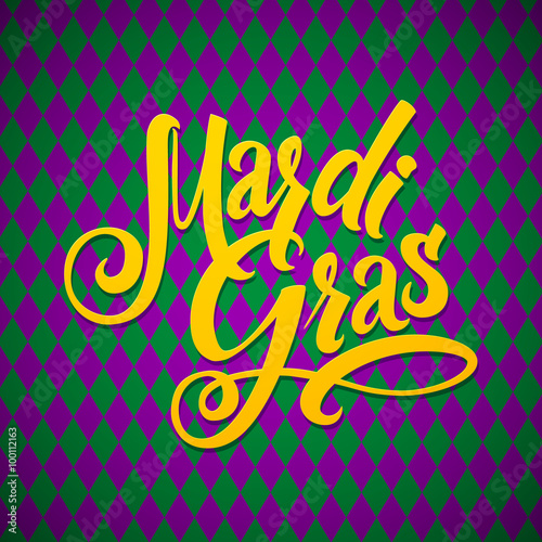 Mardi Gras Carnival Calligraphy Poster. Vector illustration Calligraphic Greeting card. Mardi Gras type treatment