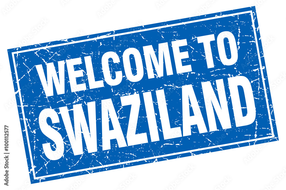 Swaziland blue square grunge welcome to stamp