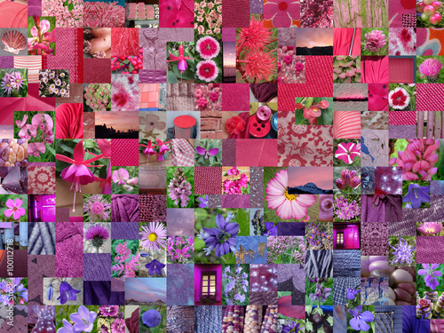 Foto PINK PURPLE patchwork photomontage background