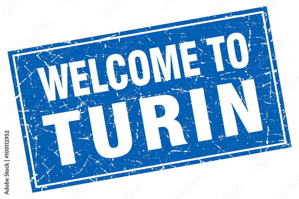Turin blue square grunge welcome to stamp Turin blue square grunge welcome to stamp